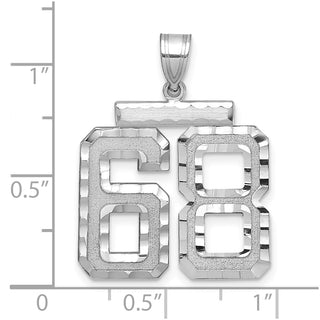 14k White Gold Large Diamond-Cut Number 68 Pendant