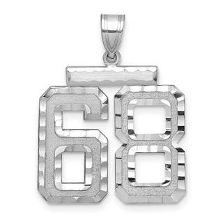 14k White Gold Large Diamond-Cut Number 68 Pendant
