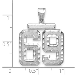 14k White Gold Large Diamond-Cut Number 69 Pendant