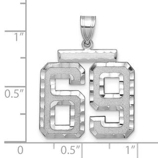 14k White Gold Large Diamond-Cut Number 69 Pendant