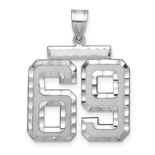 14k White Gold Large Diamond-Cut Number 69 Pendant