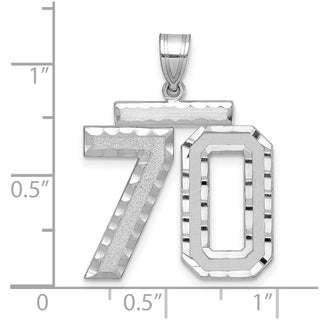 14k White Gold Large Diamond-Cut Number 70 Pendant
