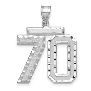 14k White Gold Large Diamond-Cut Number 70 Pendant