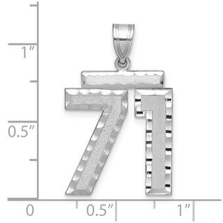 14k White Gold Large Diamond-Cut Number 71 Pendant