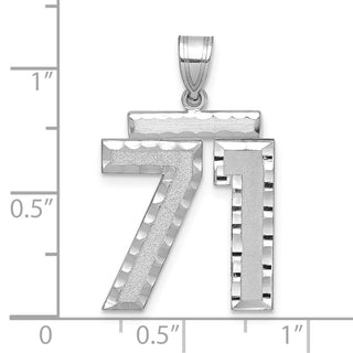 14k White Gold Large Diamond-Cut Number 71 Pendant