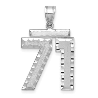 14k White Gold Large Diamond-Cut Number 71 Pendant