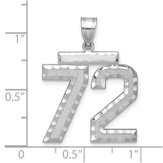 14k White Gold Large Diamond-Cut Number 72 Pendant