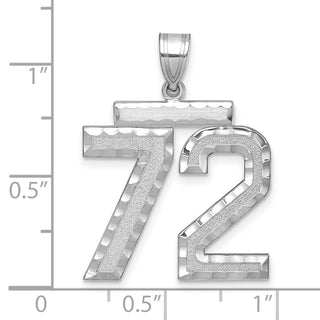 14k White Gold Large Diamond-Cut Number 72 Charm