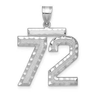 14k White Gold Large Diamond-Cut Number 72 Pendant