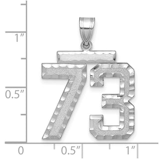 14k White Gold Large Diamond-Cut Number 73 Pendant