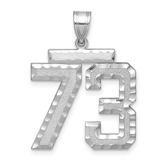 14k White Gold Large Diamond-Cut Number 73 Pendant