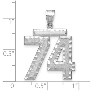 14k White Gold Large Diamond-Cut Number 74 Pendant