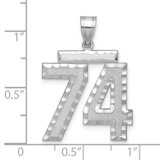 14k White Gold Large Diamond-Cut Number 74 Charm