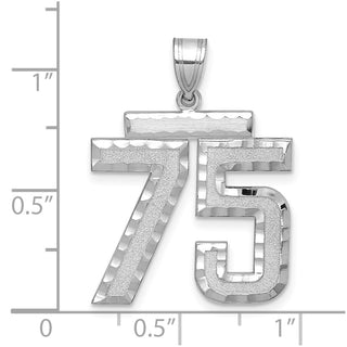 14k White Gold Large Diamond-Cut Number 75 Pendant