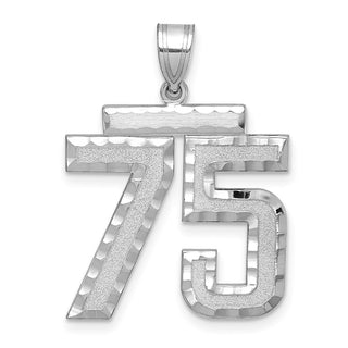 14k White Gold Large Diamond-Cut Number 75 Pendant