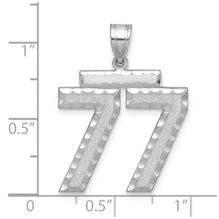 14k White Gold Large Diamond-Cut Number 77 Pendant