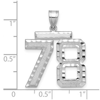 14k White Gold Large Diamond-Cut Number 78 Pendant