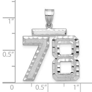 14k White Gold Large Diamond-Cut Number 78 Pendant