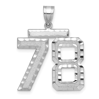 14k White Gold Large Diamond-Cut Number 78 Pendant
