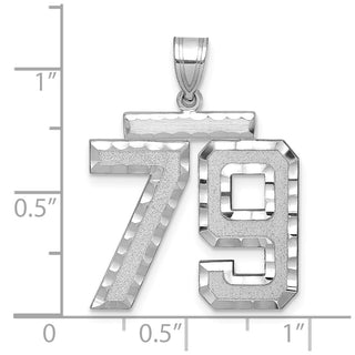 14k White Gold Large Diamond-Cut Number 79 Pendant