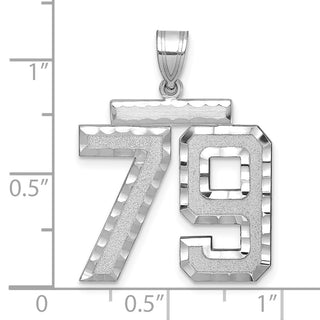14k White Gold Large Diamond-Cut Number 79 Pendant