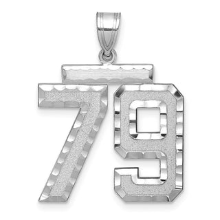 14k White Gold Large Diamond-Cut Number 79 Pendant