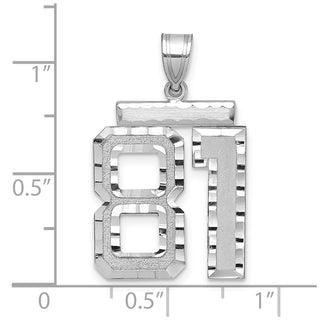 14k White Gold Large Diamond-Cut Number 81 Pendant