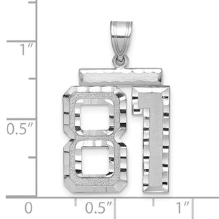 14k White Gold Large Diamond-Cut Number 81 Pendant