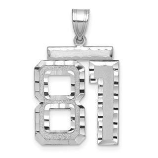 14k White Gold Large Diamond-Cut Number 81 Pendant