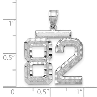 14k White Gold Large Diamond-Cut Number 82 Pendant