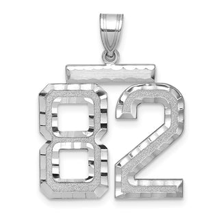 14k White Gold Large Diamond-Cut Number 82 Pendant