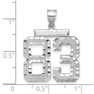 14k White Gold Large Diamond-Cut Number 83 Pendant