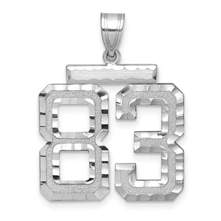14k White Gold Large Diamond-Cut Number 83 Pendant