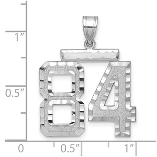14k White Gold Large Diamond-Cut Number 84 Pendant