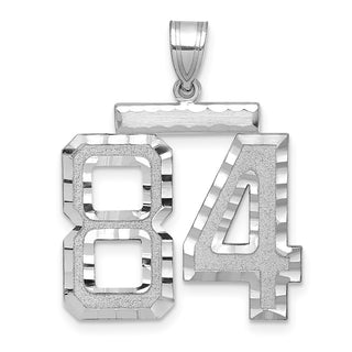 14k White Gold Large Diamond-Cut Number 84 Pendant