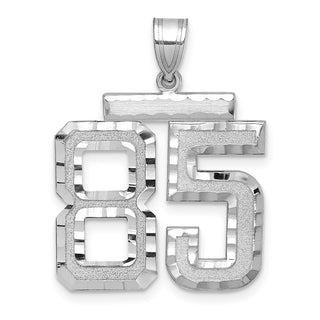 14k White Gold Large Diamond-Cut Number 85 Pendant