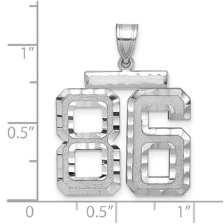 14k White Gold Large Diamond-Cut Number 86 Pendant