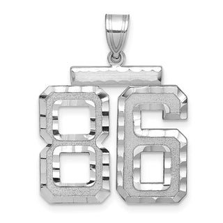 14k White Gold Large Diamond-Cut Number 86 Pendant