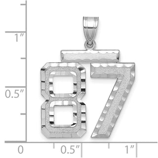 14k White Gold Large Diamond-Cut Number 87 Pendant