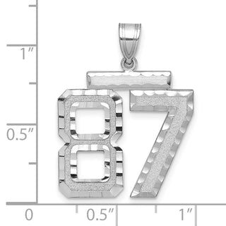 14k White Gold Large Diamond-Cut Number 87 Pendant