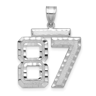 14k White Gold Large Diamond-Cut Number 87 Pendant