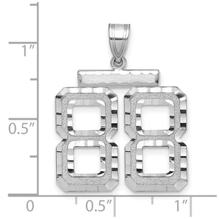 14k White Gold Large Diamond-Cut Number 88 Pendant