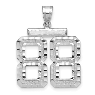14k White Gold Large Diamond-Cut Number 88 Pendant