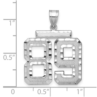 14k White Gold Large Diamond-Cut Number 89 Pendant