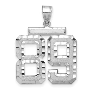 14k White Gold Large Diamond-Cut Number 89 Pendant