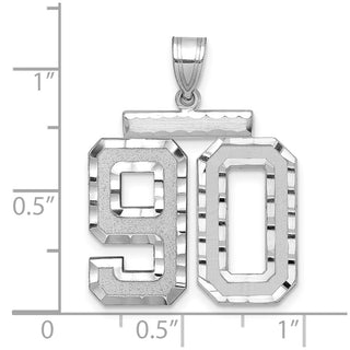 14k White Gold Large Diamond-Cut Number 90 Pendant