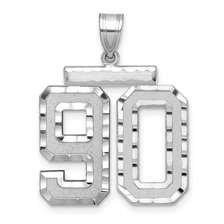 14k White Gold Large Diamond-Cut Number 90 Pendant