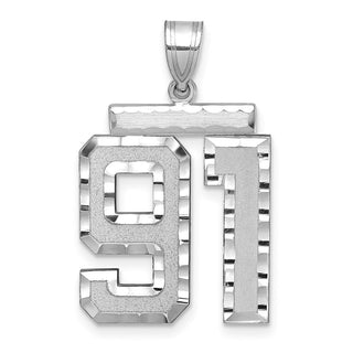 14k White Gold Large Diamond-Cut Number 91 Pendant