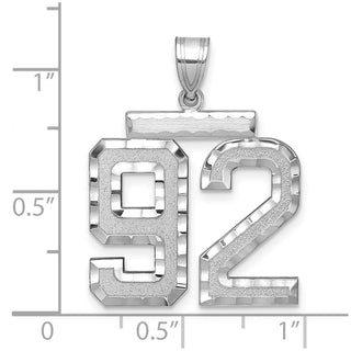 14k White Gold Large Diamond-Cut Number 92 Pendant