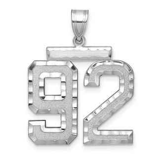 14k White Gold Large Diamond-Cut Number 92 Pendant